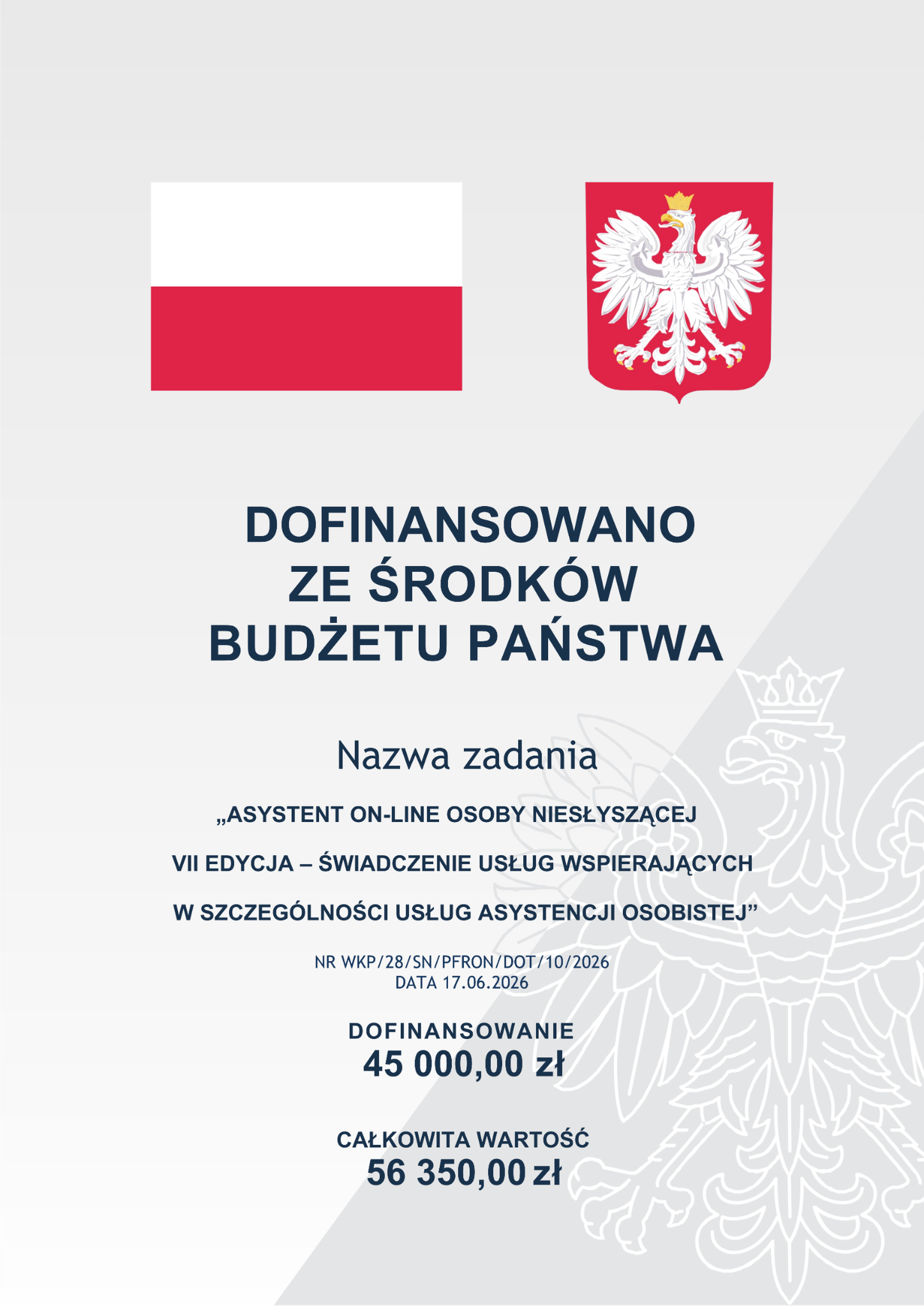Dofinansowanie ze środków budżetu Państwa